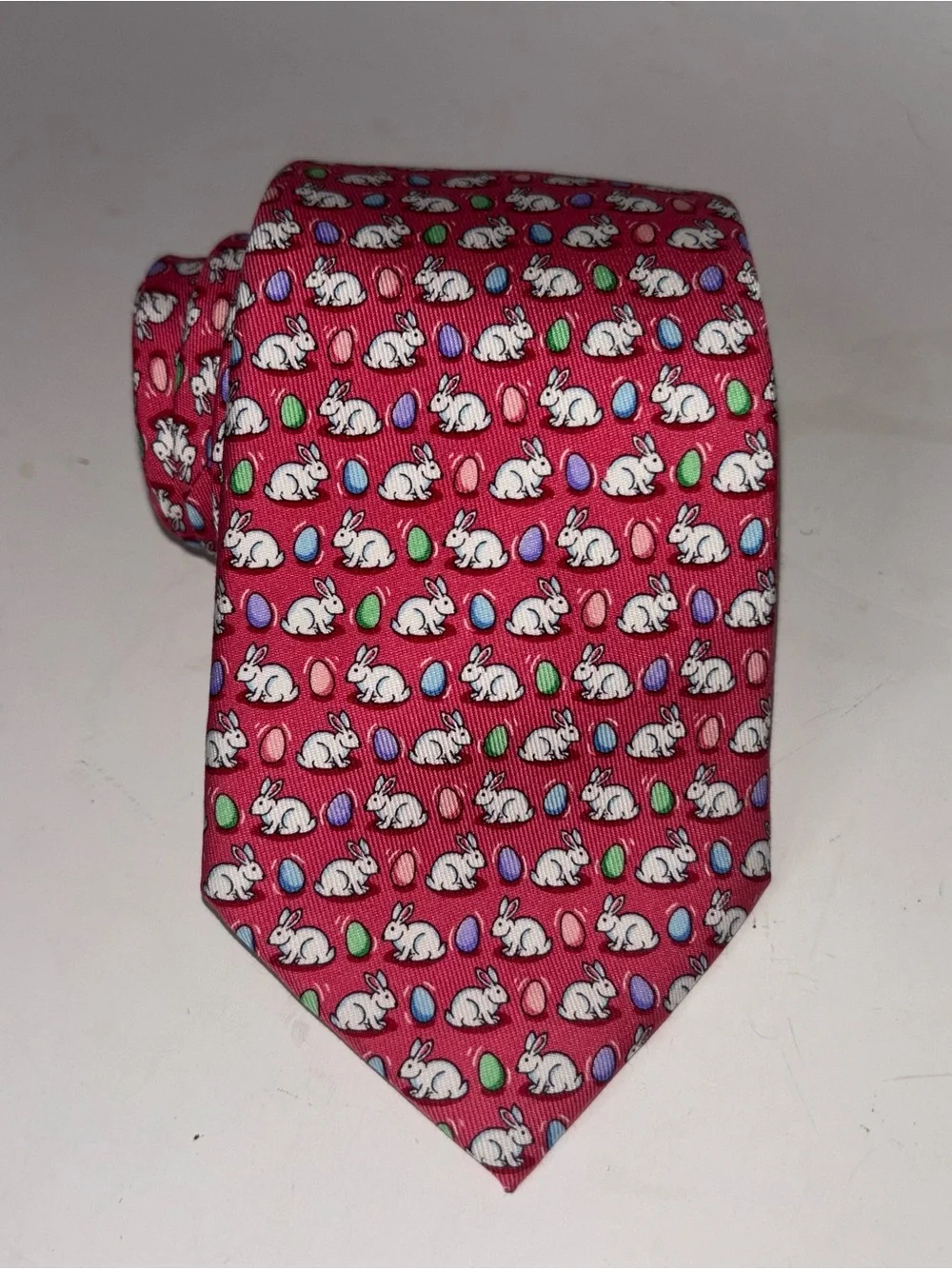 Vineyard Vines Bunnies & Eggs Easter Pink Boy’s Silk Tie Preppy